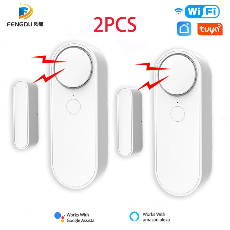 Tuya Smart WiFi Door Sensor Door Open Closed Detectors WiFi App Notification Alert/Sound 90dB Security Alarm Alexa Google Home