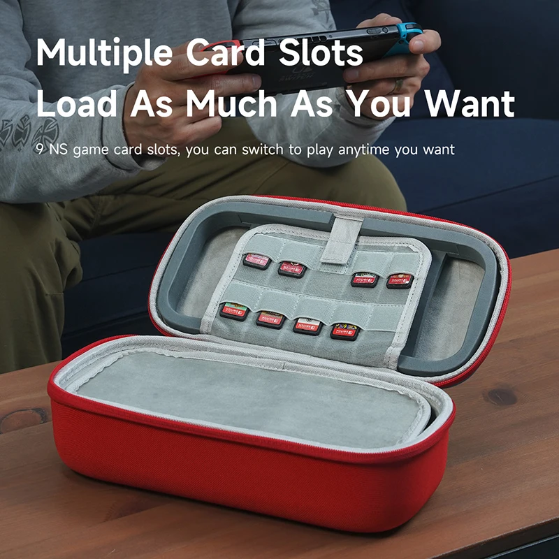 Nintendo Switch/OLED 용 Hagibis 스위치 운반 케이스 게임 카트리지가있는 휴대용 운반용 여행 가방 Swtich 액세서리