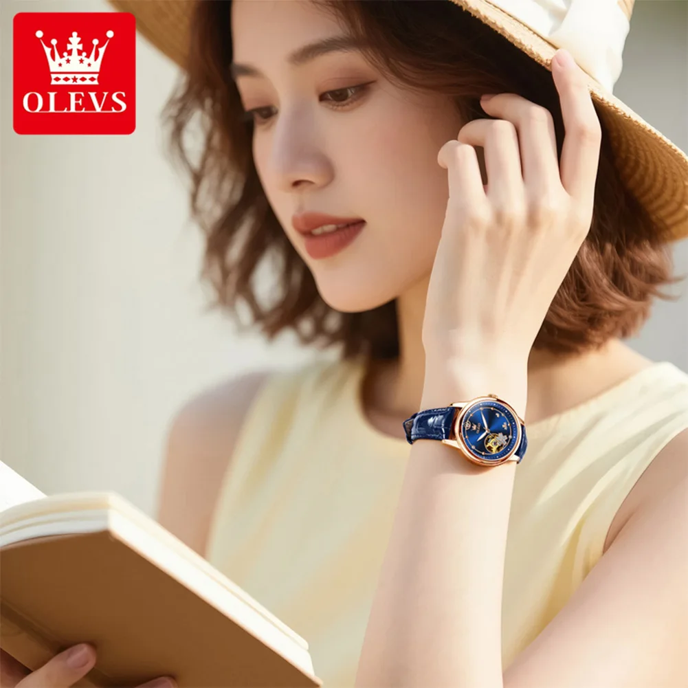 OLEVS 6732 Woman Watch Luxury Original Mechanical Watch For Women Top Brand Hollow 30M Waterproof Ladies Automatic Wristwatch