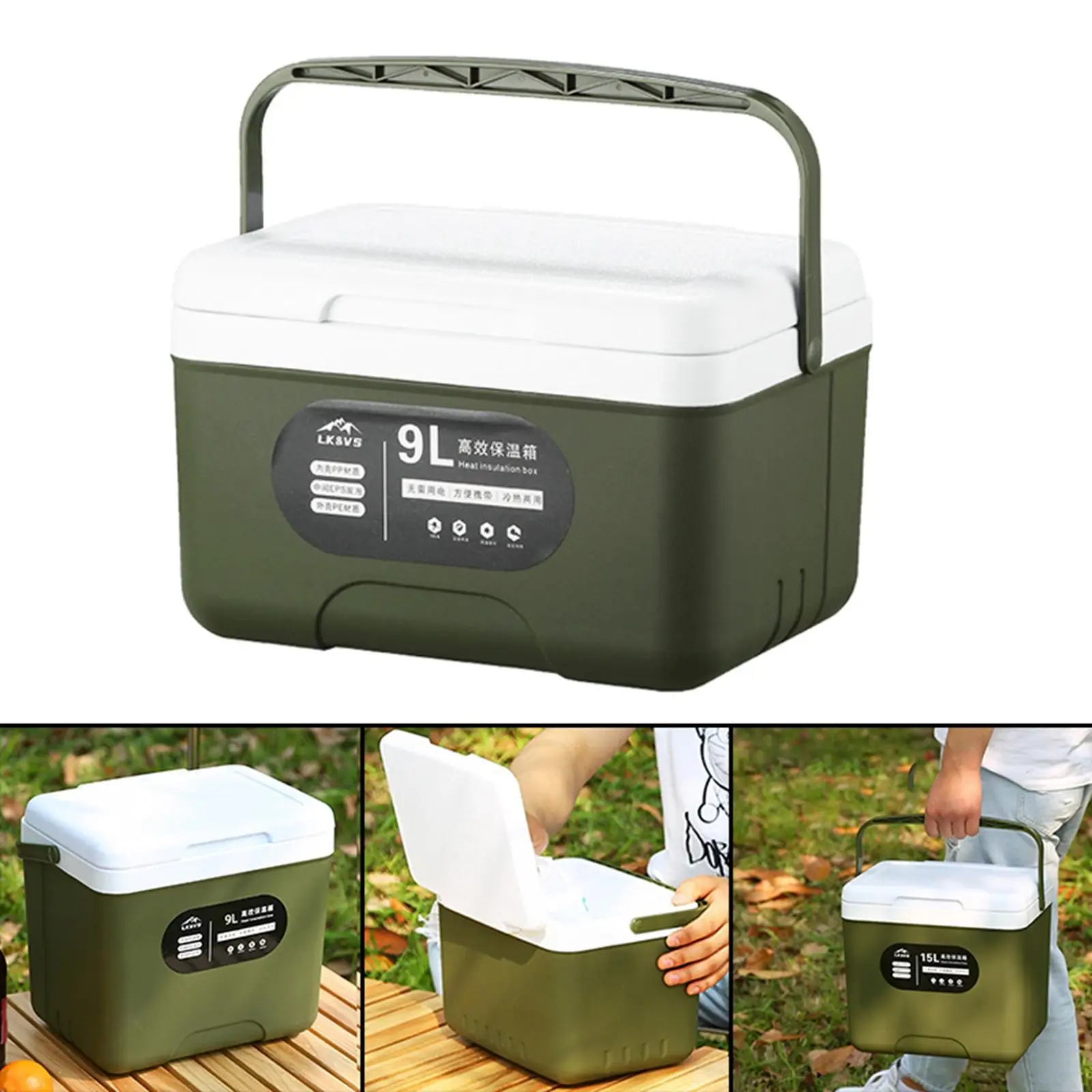 Durable Cooler Bag Storage Food Delivery Fridge Freezer 9L Insulated for Car Picnic Lunch Beach Van Truck