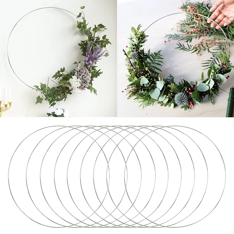 

15-40cm Silver Iron Metal Ring Wreath Bride Handheld Garland DIY Macrame Floral Dream Catcher Hoops for Wedding Party Decoration