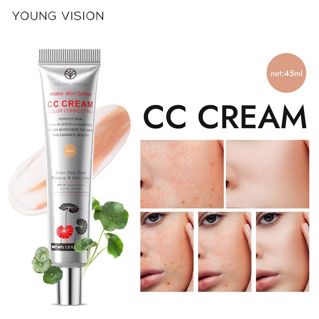 Crème CC éclaircissante Centella Asiatica, BB crème réparatrice, dissimulante naturelle, fond de teint blanchissant, cosmétiques liquides, 45ml, 1 pièce/2 pièces 1