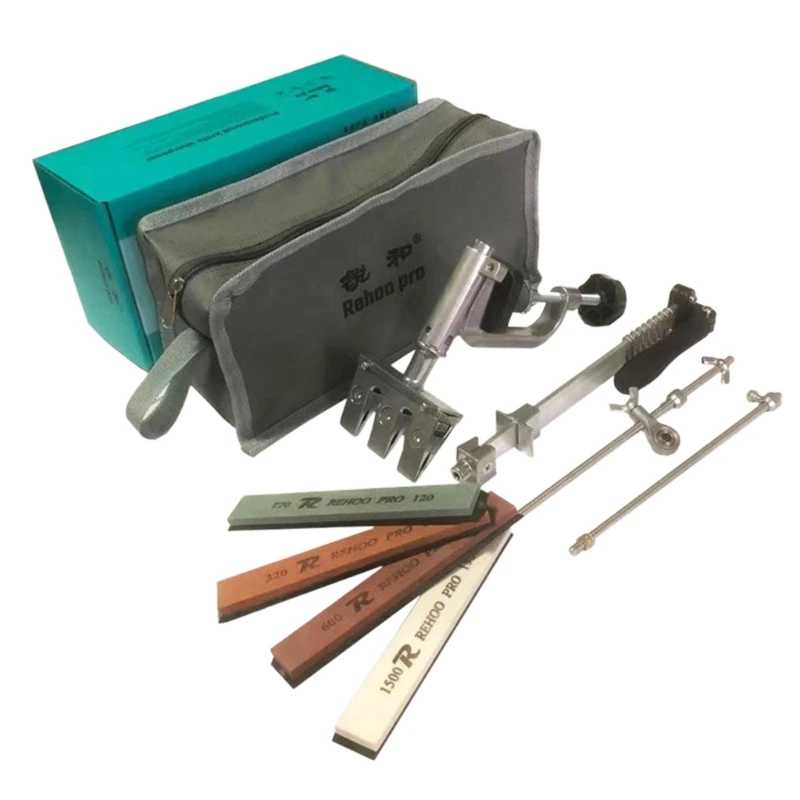 

K1KA Kitchen Knife Sharpener System with 4 Whetstones 360° Rotation Flip Design Fixed
