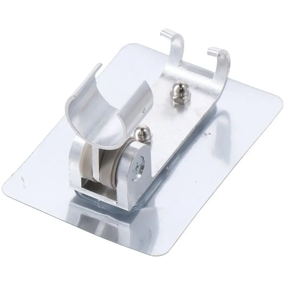 Durable Aluminium Shower Head Holder with 2 Hanger Hooks No Drill Need Wand Holder Silver Mount Bracket For Bathroom