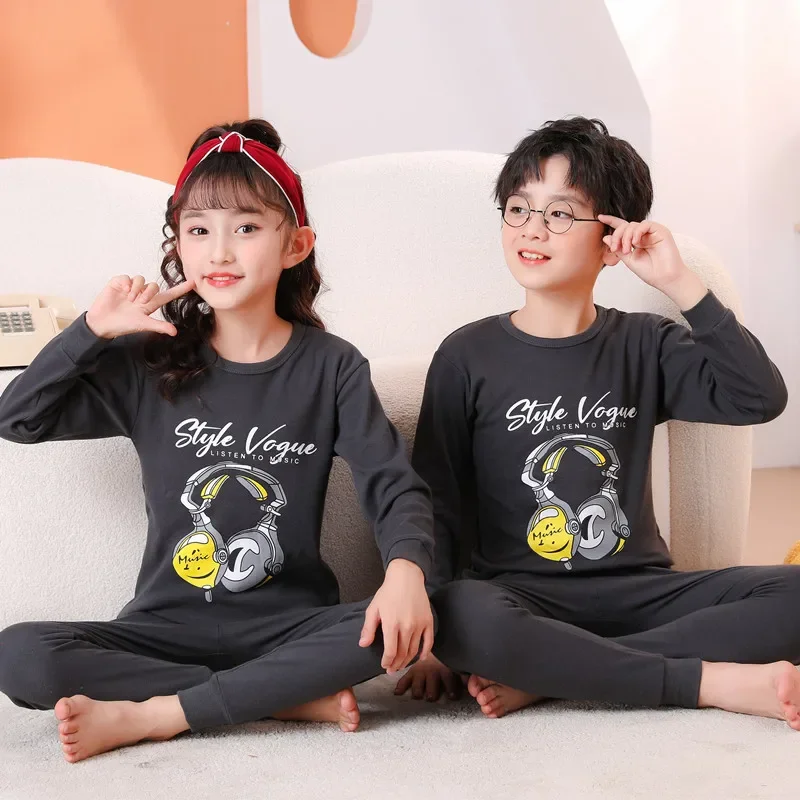 

2023 Kids Pyjamas Tops Pant Autumn Cartoon Sleepwear Set Boys Girls Clothing Baby Pajamas Long Sleeve T-Shirt Pijama Set