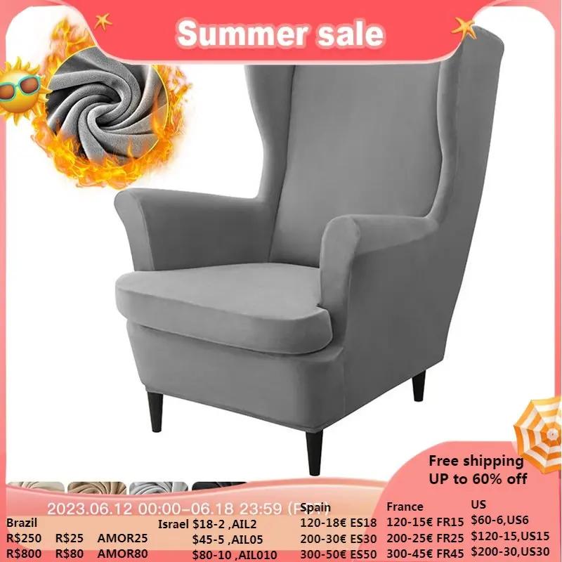 Velvet Sofa Cushion Slipcovers Wingback Chair Cover Slipcover Solid