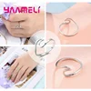 Popular Wave Band Ring Shining Original 925 Sterling Silver Creative Handmade Smooth Statement Unisex Party Stackable Jewelry 6