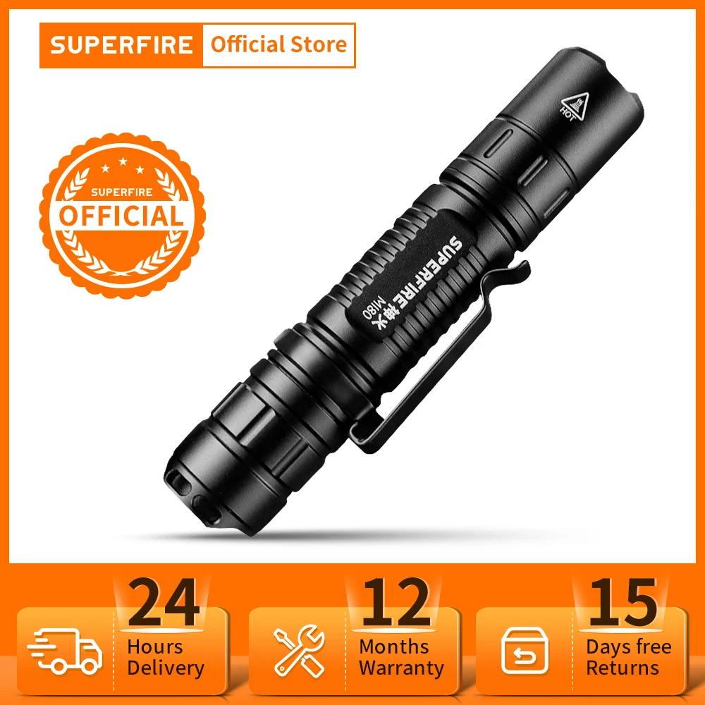 2024 Superfire Mi80 Edc Led Torcia 18650 Torcia 5 Modalità Portatile In Lega Di Alluminio Campeggio Illuminazione Esterna Lanterna Impermeabile