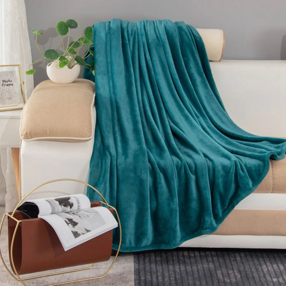 

Flannel Fleece Throw Blanket Warm Soft Sofa Cover Solid Color Durable Bedspread Camel Fleece Plush Blanket for Bedroom 200x230cm