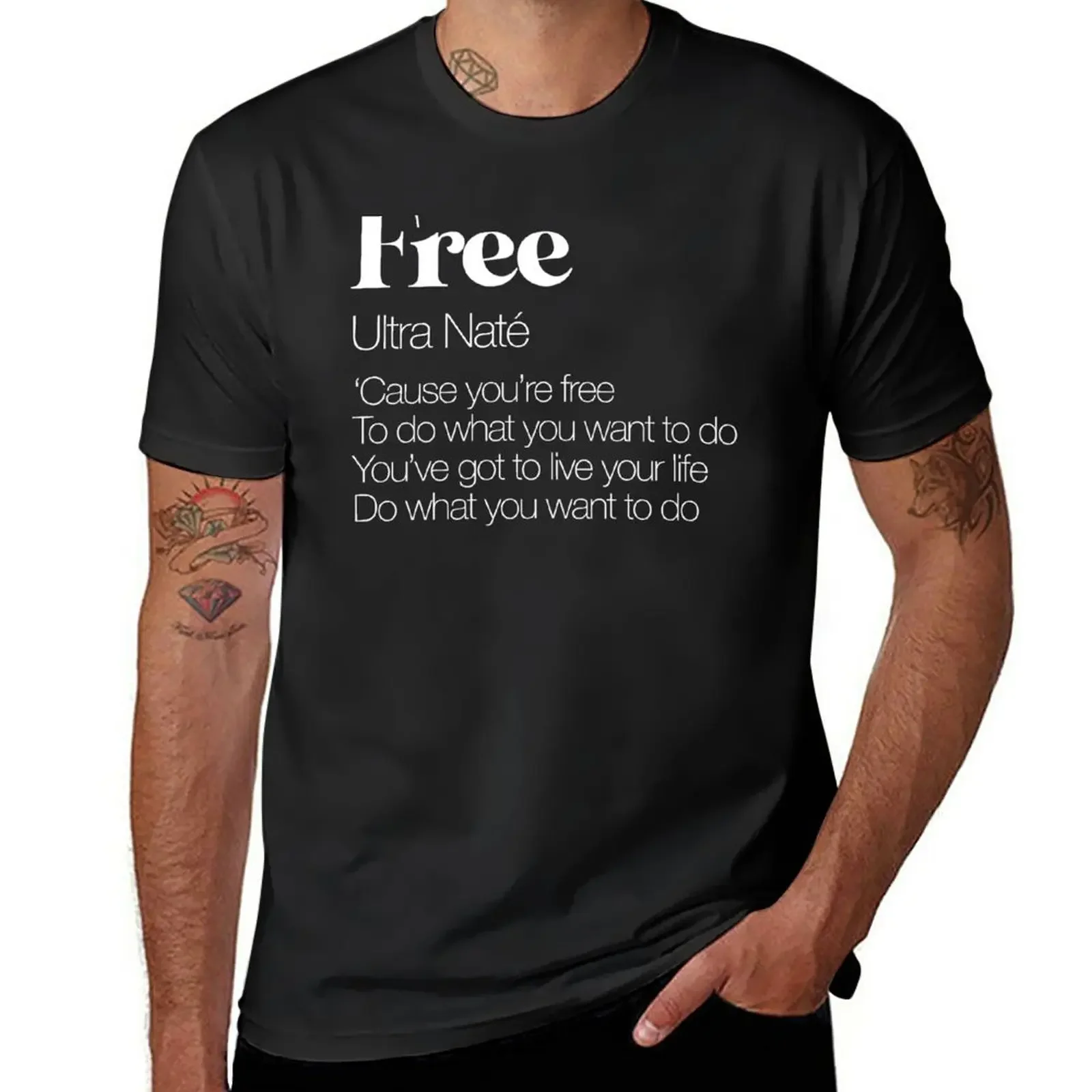 

ULTRA NAT FREE LYRICS WHT T-Shirt aesthetic clothes sweat plus sizes customs design your own t shirts for men