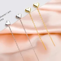 Gold Color Heart Ear Line for Women Temperament Long Tassel Earrings Silver Color Links Girls Korean Fashion Metal Earrings - Image 5