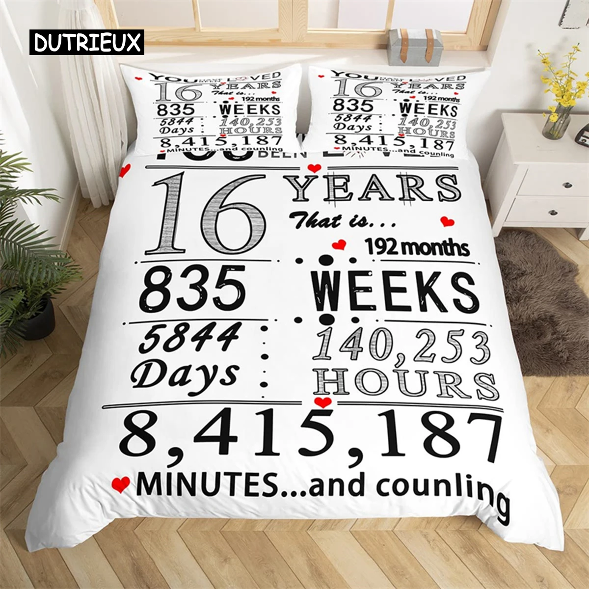 

Birthday Calendar Duvet Cover Happy Birthday Party Bedding Set Microfiber Birthday Gifts Comforter Cover King Full For Boy Girl