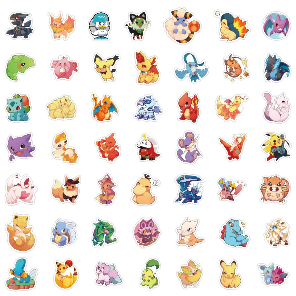102Pcs Pokemon Stickers Kawaii Pikachu Skateboard Bicycle Guitar Laptop Kids Waterproof Stiker Anime Stickers Graffiti Character 5