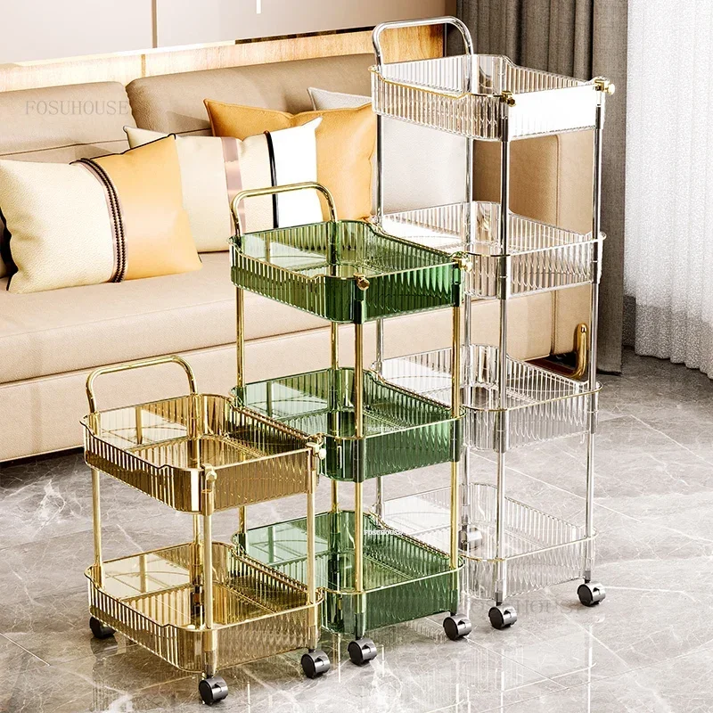 Movable Kitchen Trolleys for Kitchen Auxiliary Cart Living Room Multi-layer Bedroom Toy Snack Storage Organizer Cart with Wheels