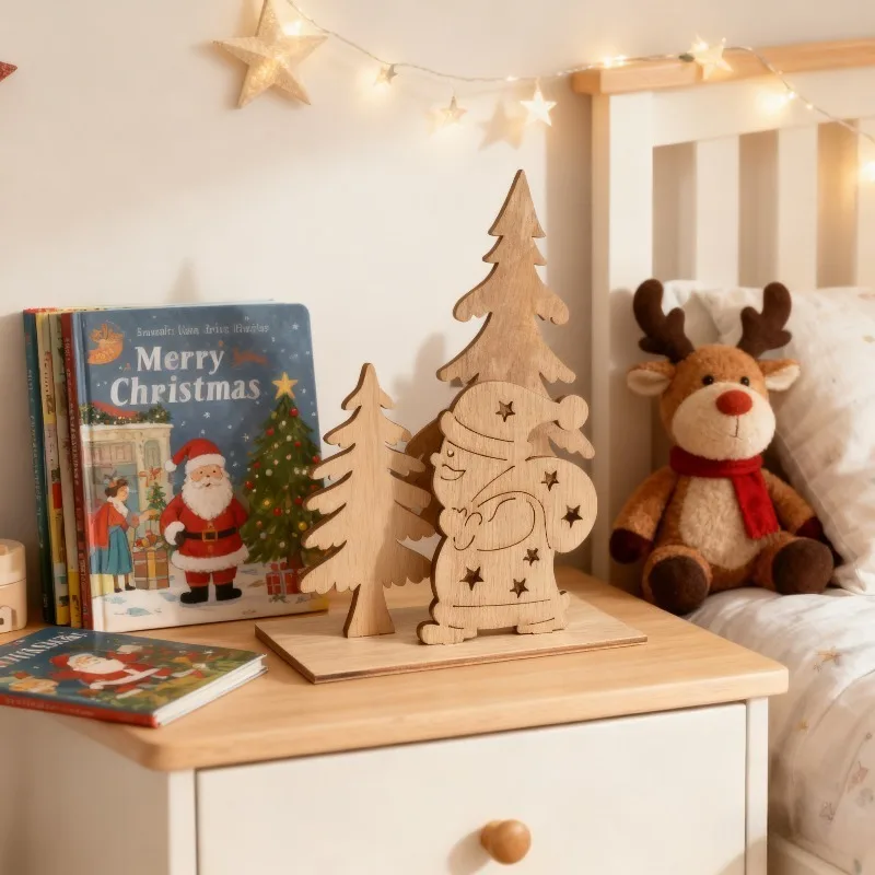 1Set/12PCS Wooden 3D Christmas Tree Building Blocks, Exquisite Christmas Decorations, Christmas Party Home Decor Items