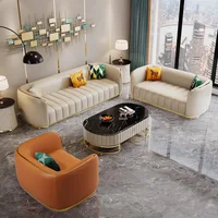 Furniture sofa Italian light luxury leather sofa small apartment living room home high-end designer straight row