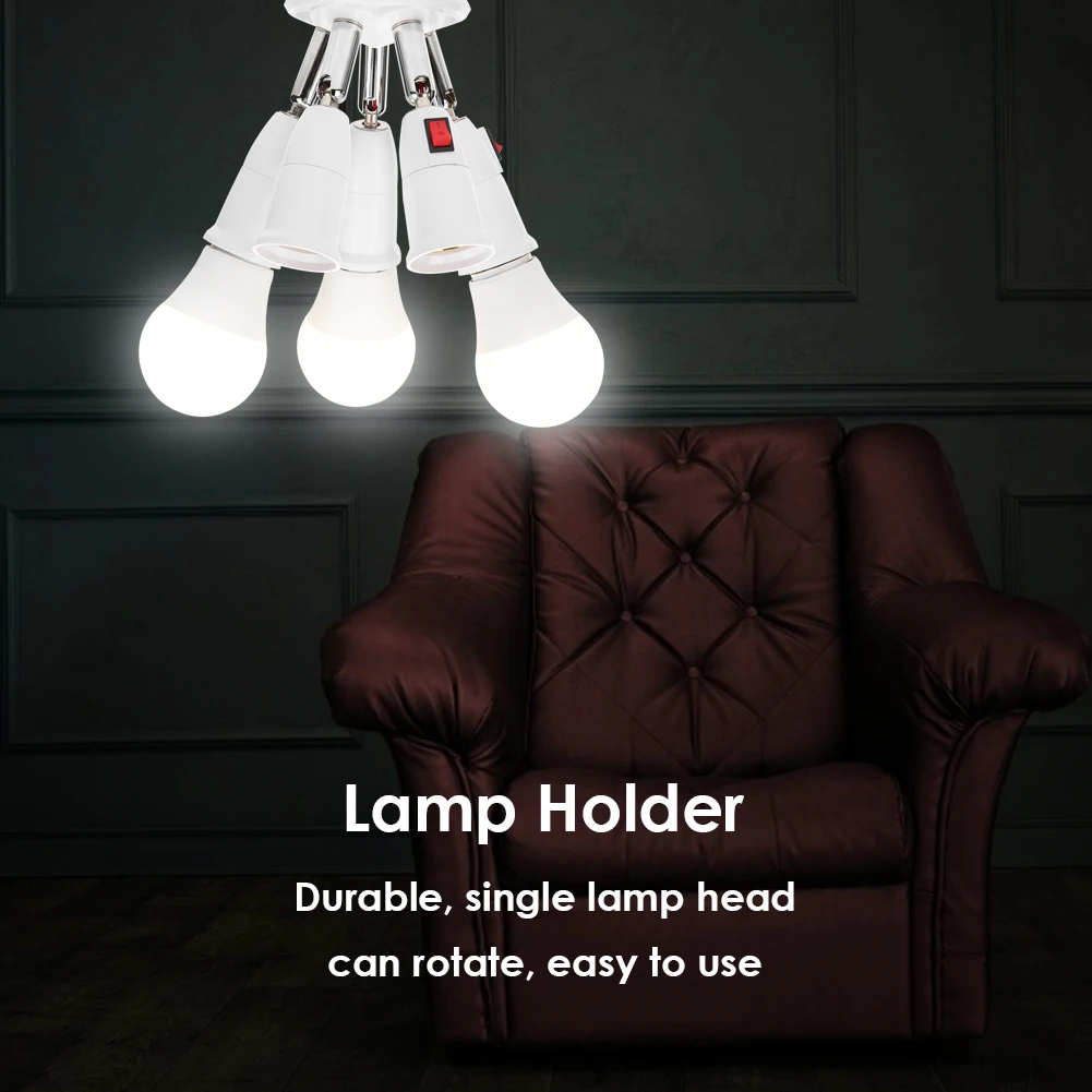 2/5-heads PC Practical E27 Lamp Holder Adjustable Rotatable Adapter Converter LED Light Bulb Socket Lamps White Bases