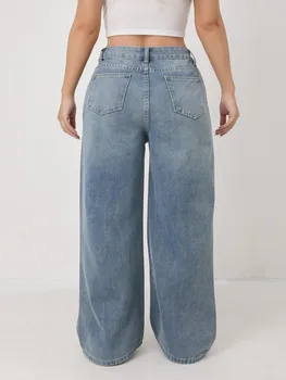 Women's Jeans 2026 New Arrival Loose Fit Casual High Waist Y2K Wide Leg Ripped Regular Denim Trousers Trendy Vintage Strety Ve 5