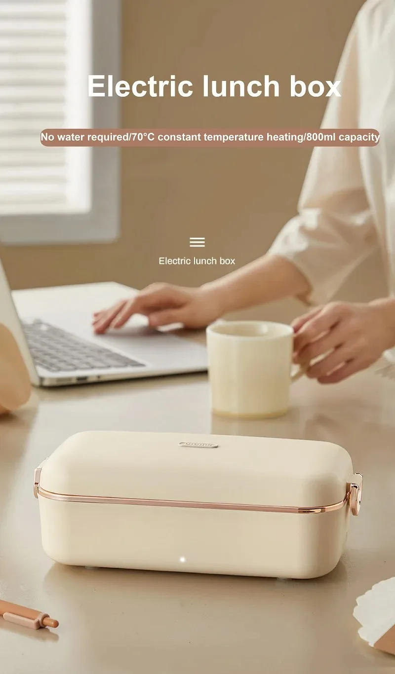 Description Picture 2 of itemPortable 800ml Electric Lunch Box Travel Heated Lunch Box Water-free Food Heater 304 stainless steel Insulated Lunch Box 220V