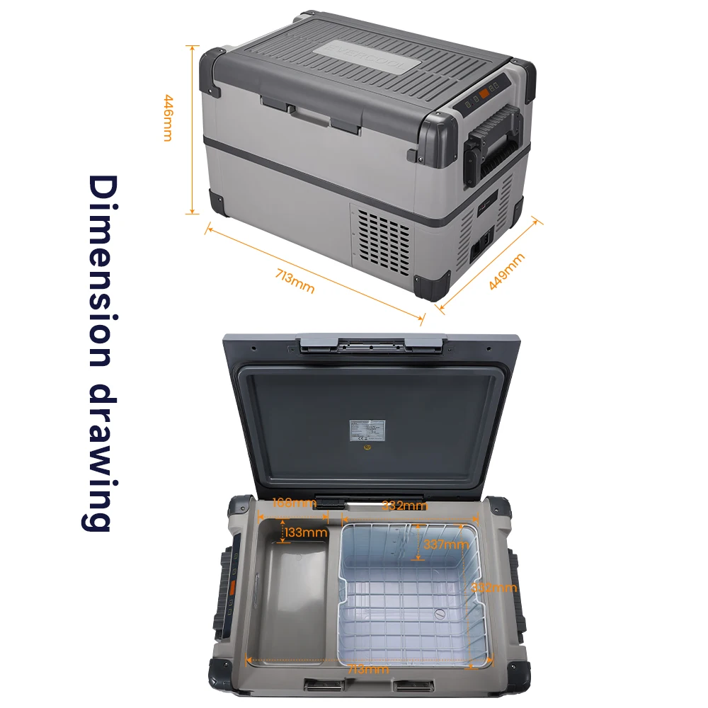 Evercool 40L Portable Camping Cooler Dual Zones Compressor Cooling