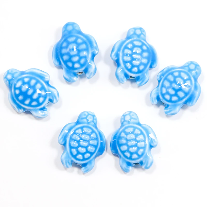 Bunte kleine Schildkröte Keramik perlen für Schmuck machen DIY Ohrring Armband 15x18mm Meeres schildkröte Porzellan Schmuck Zubehör