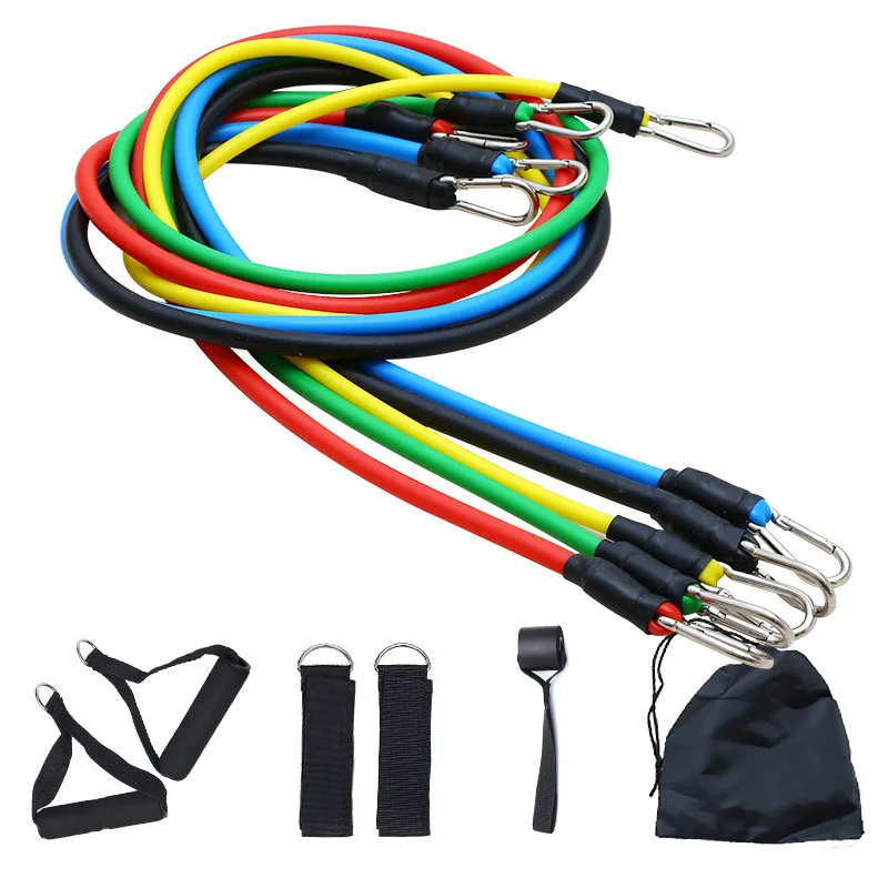 11 Pcs/Set TPE Resistance Band Set Fitness Band Pull Rope Elastic Training Band Handles Carry Bag Legs Ankle Straps 4