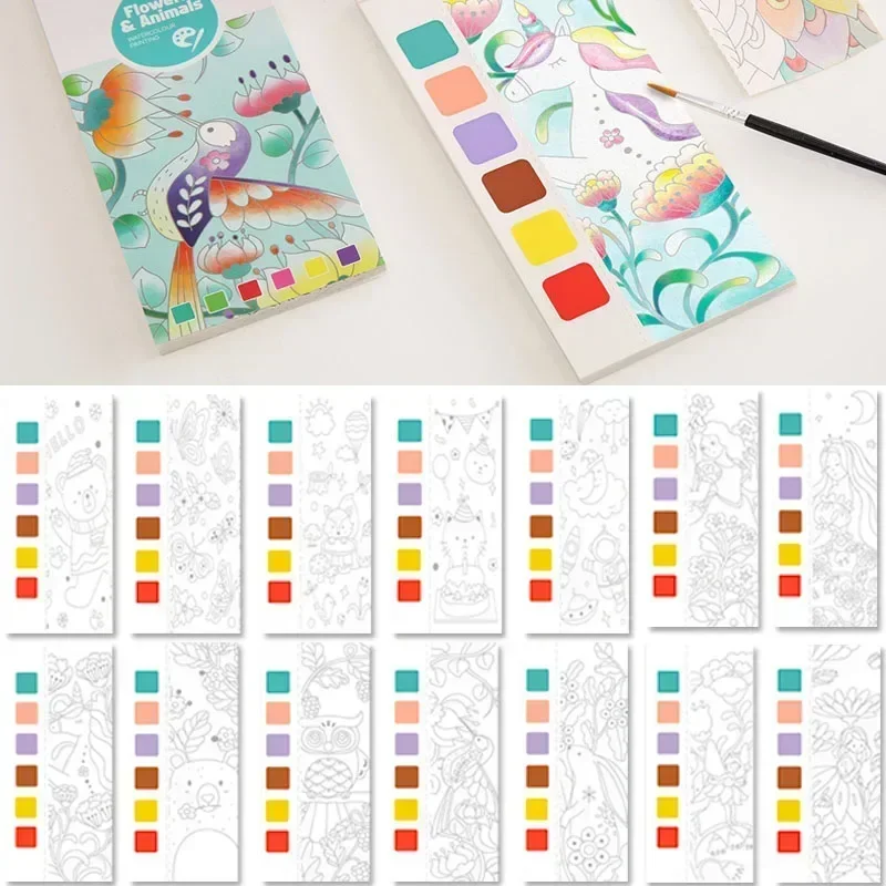 20 Sheets Portable Children Watercolor Painting Book Paint with Water Kids Gouache Graffiti Picture Coloring Drawing Toys Gifts 2