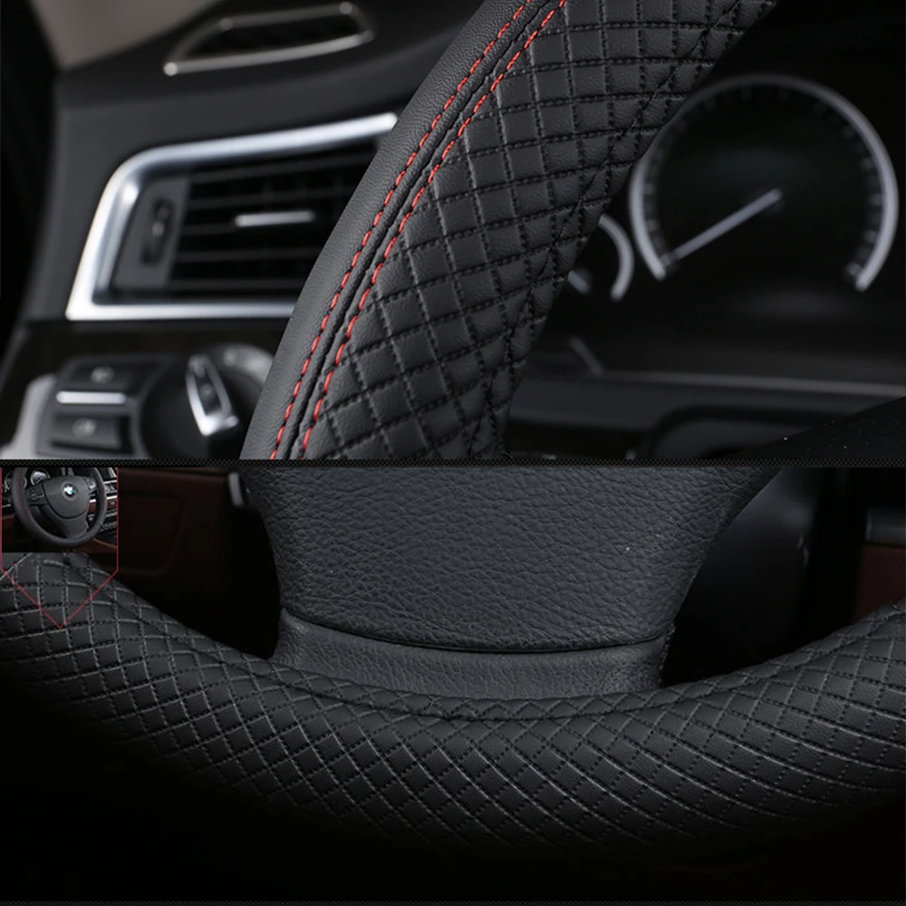 37cm 38cm 인조 가죽 자동차 핸들 커버 닛산 Qashqai J10 Terrano I II 자동 스포츠 패션 세련된 인테리어