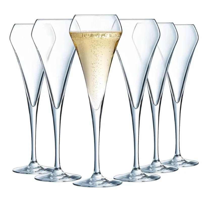 Crystal Champagne Flutes Set of 2- 210ml Glasses for Perfect Wine Pour and Aroma Enhancement