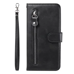 Luxury Zipper Leather Wallet Phone Case with Card Slots and Stand for Honor X9c (A)