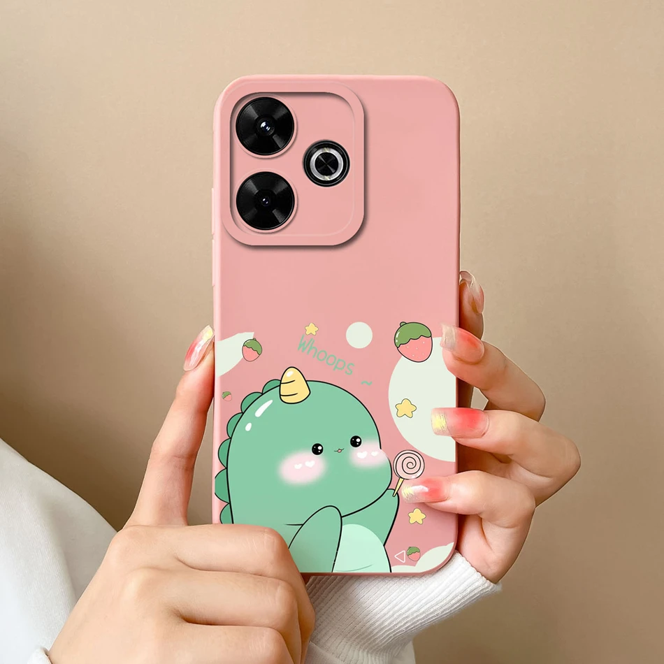 Cute Dinosaur Soft Liquid Silicone Shockproof Phone Case with Camera Protector