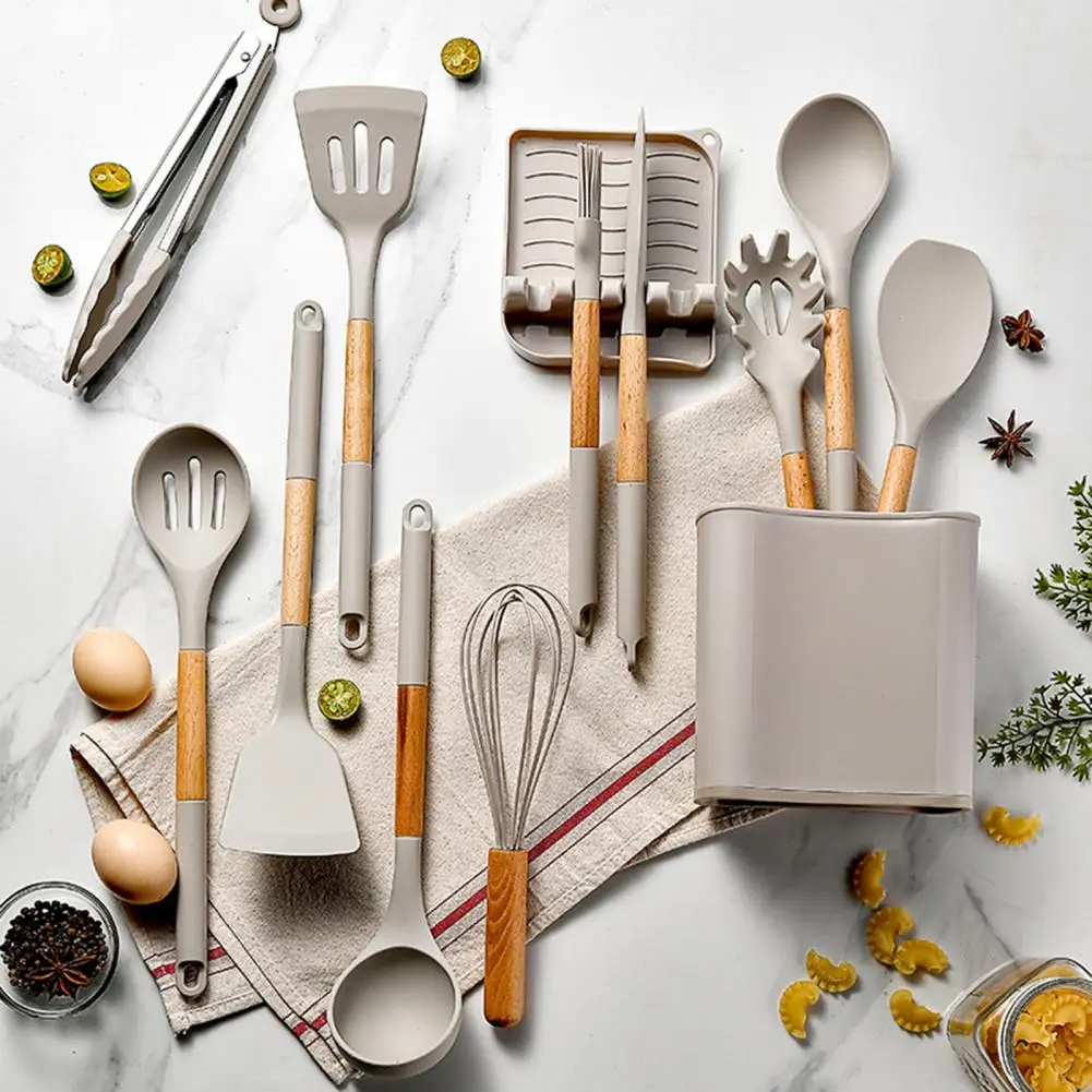 

Useful Kitchen Utensils Food Grade Silica Gel Flexible Kitchen Utensils Spatula Cookware Cooking Tools 1 Set