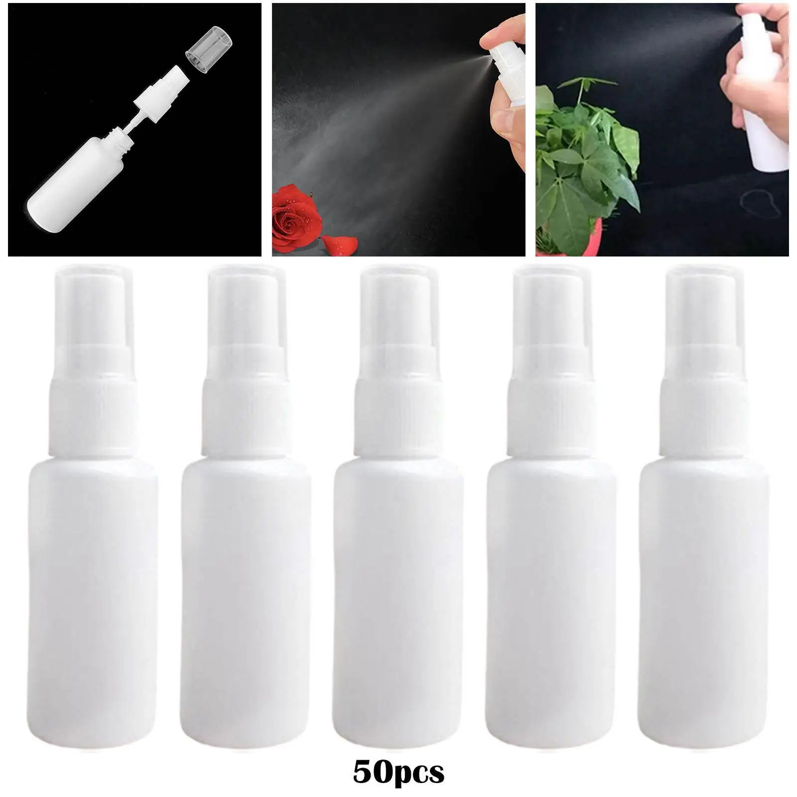 50 Pieces Clear Empty Spray Bottles, 30ml Spray Reusable Fine Mist with Portable Makeup Squirt Bottles