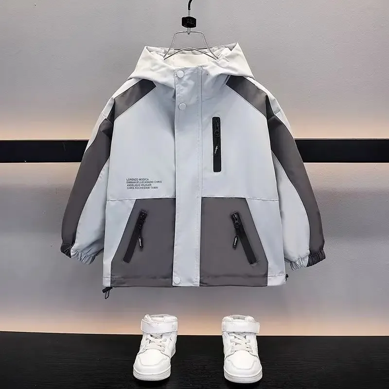 Boy's Coat Spring And Autumn Clothing Children Medium And Large Children Casual Fashion PlanktonTrend Storm Jacket Loose Version