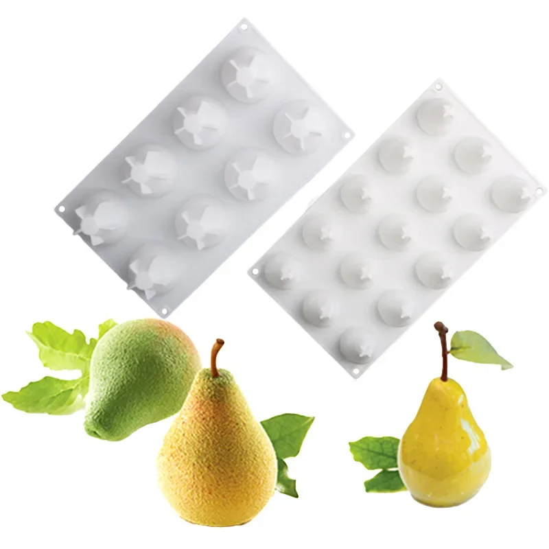 

8/15 Holes Pear Shape Silicone Cake Mold Mousse Dessert Mould Fruit Ice Cream Chocolate Pastry Molds Bakeware Tool