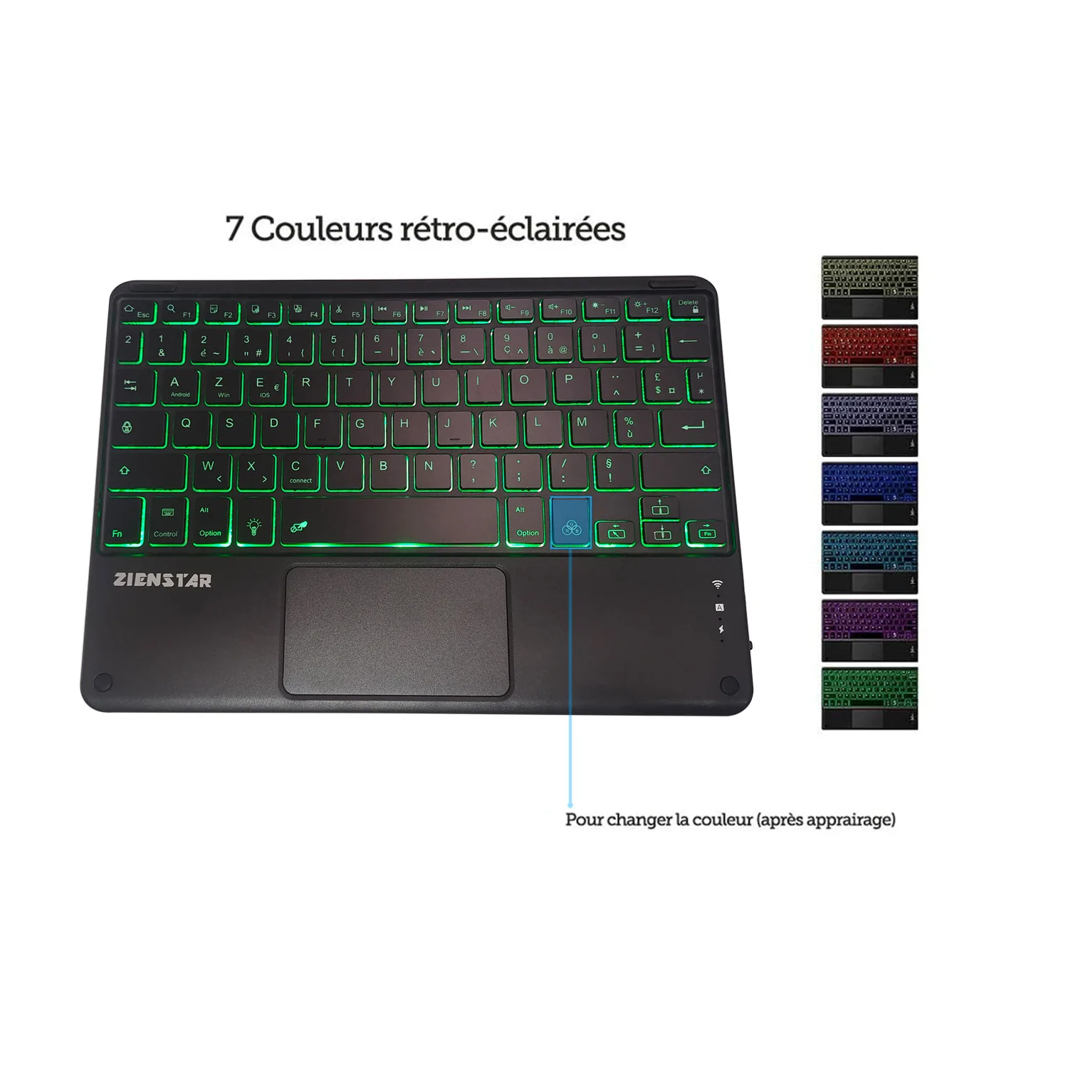 Til fods længde Frastødende AZERTY Keyboard Wireless Bluetooth Keyboards With Touchpad Track Pad 7  Color Backlit for Android Windows Tablet Phone Laptop PC - AliExpress