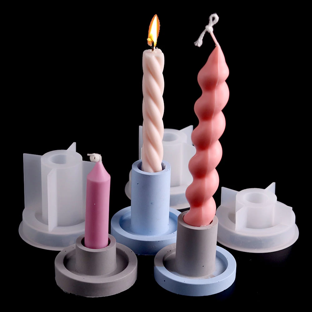 DIY Cylindrical Candlestick Mold Concrete Cement Candle Holder Silicone