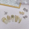 5PCS/3PCS New Luxury Metal Zircon Nail Charms LZ Castle Style Bow Pendant Zircon Nail Parts Nail Supplies For Professionals 4