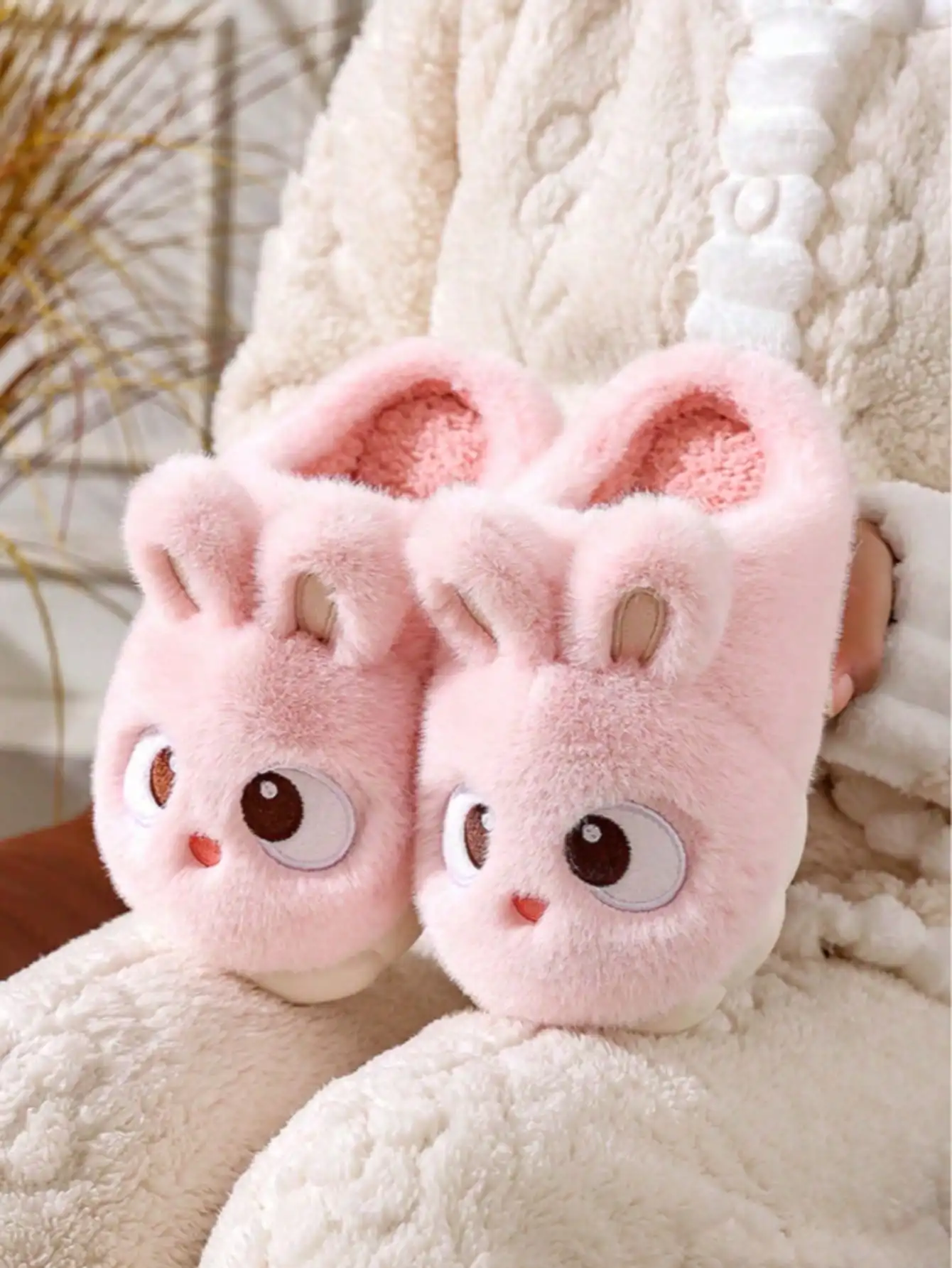 2026 New Style Cartoon Cute Rabbit Slippers for Women, Winter Anti-Slip Warm Comfortable Plush Home Indoor Slides 5