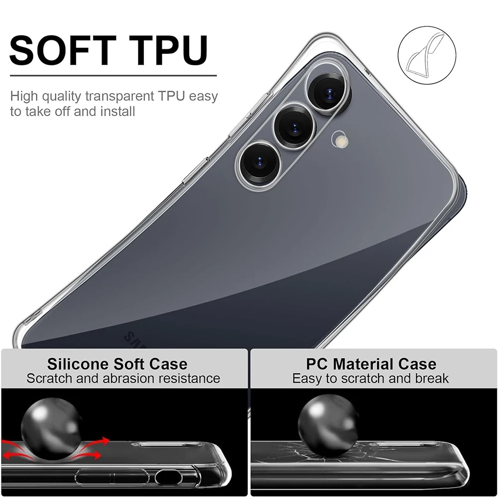 Ultra-Thin Silicone Shockproof Clear Back Case - Slim and Soft Protective Shell