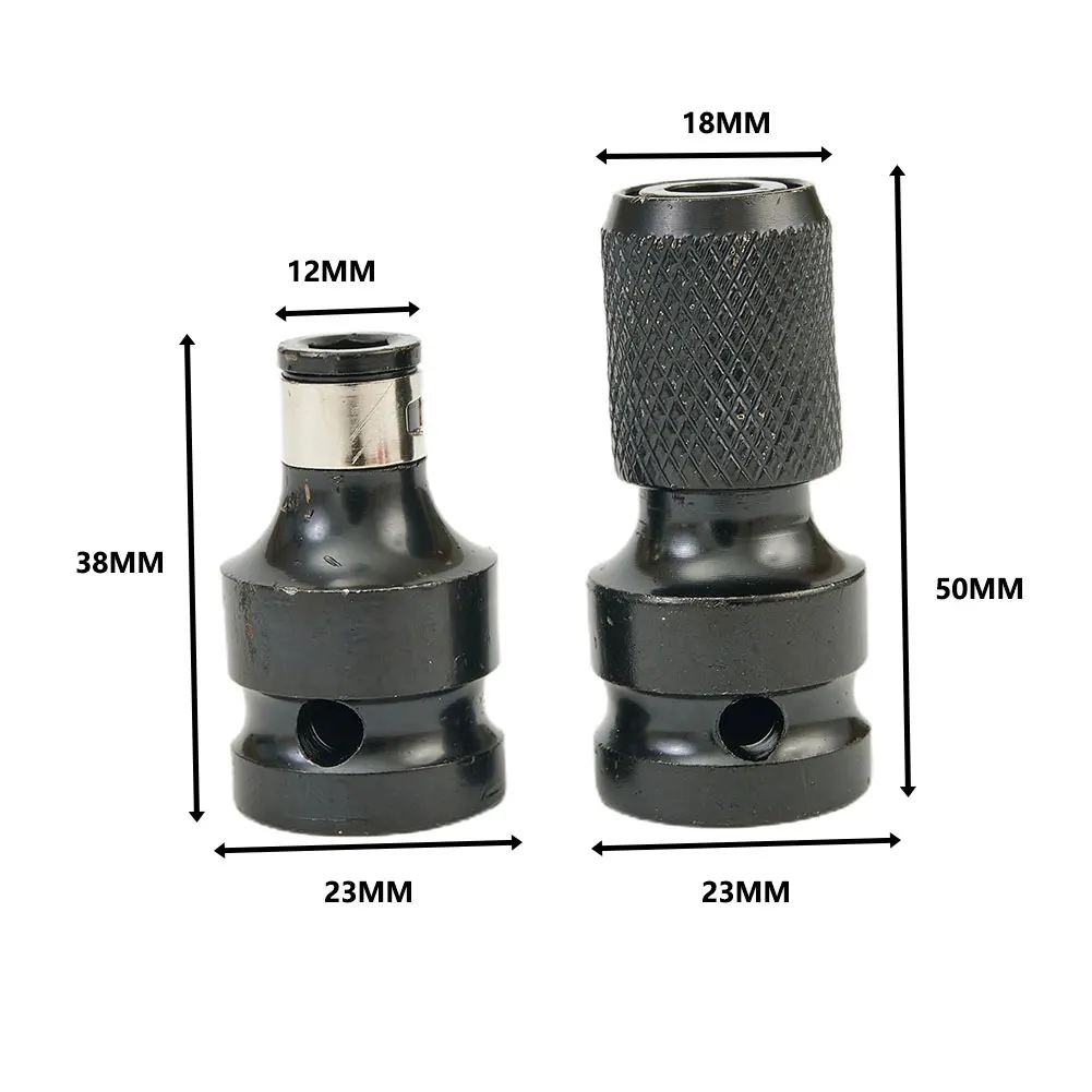 Drill Bit Chuck Adapters Tool 1/2 Square Drive To 1/4 Hex Shank 50x23x18mm Conversion Kit Set Steel