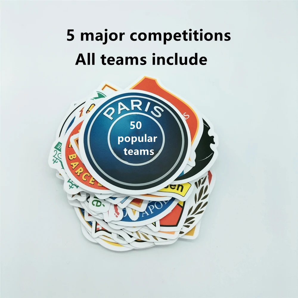 Five Major Competitions Teams for Cars Bicycle Decoration Fans Bar Wall Stickers Europe America Soccer Souvenir 50Pcs