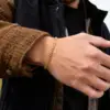 Bracelet en acier inoxydable en forme de cœur et de Zircon pour femmes et hommes, ensemble de bijoux imperméable Simple de couleur or, cadeau pour Couple amoureux, 2 pièces
