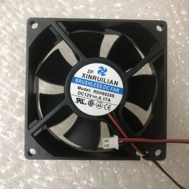 XINRUILIAN RDH8025S DC12V 0.17A 2-Wire Cooling Fan – 80x80x25mm Brushless Fan (1 PCS)