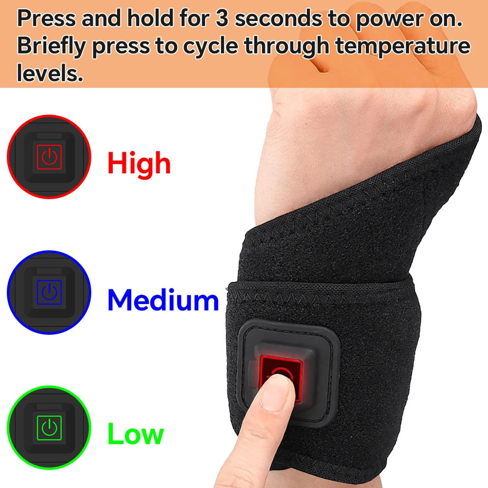 Electric Heated Wrist Brace for Men Women, Hand Heating Pad with 3 Heat Levels for Hands, Ankles, Elbow Muscle and Joint Relief