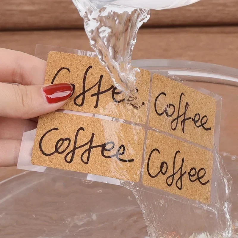 Self-adhesive Oak Wooden Label Stickers for Kitchen Bottle Jars Storage DIY Craft Cork Packaging Sealing Tags