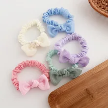 

New Spring Wild Sweet Ice Cream Color Bow Hair Ring Girl Heart Fabric Small Intestine Hair Rope Ball Head Girl Hair Accessoires