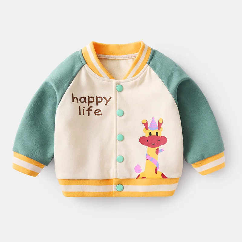 Ins Babys Girl Jacket Spring Autumn Toddler Infant Girls Outerwear Coat Cotton Lion Letter Spliced Newborn Boys Baseball Uniform