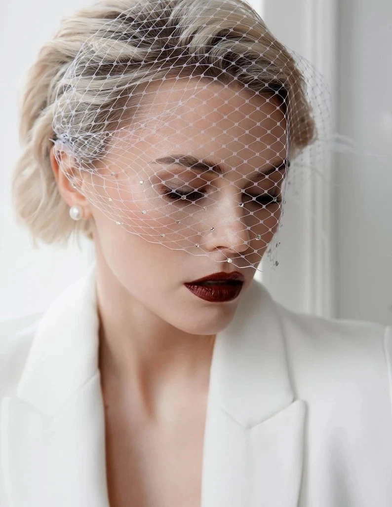 NZUK Bridal Birdcage Veil Wedding Party Face Veil Elegant Face Wedding for Woman Blusher Veils Fascinators Hair Accesories