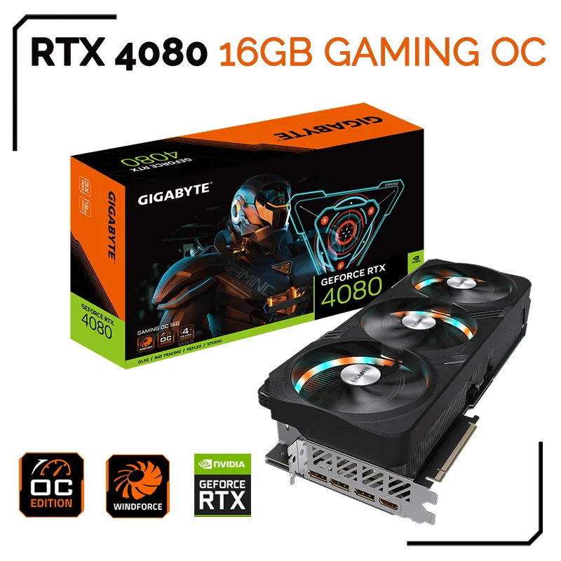 

Gigabyte GeForce RTX 4080 16GB GAMING OC Graphics GDDR6X 22400MHz RTX 4080 GPU NVIDIA RTX 40 Series RTX 4080 Video Card New